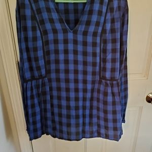 Black and Blue Checked Blouse